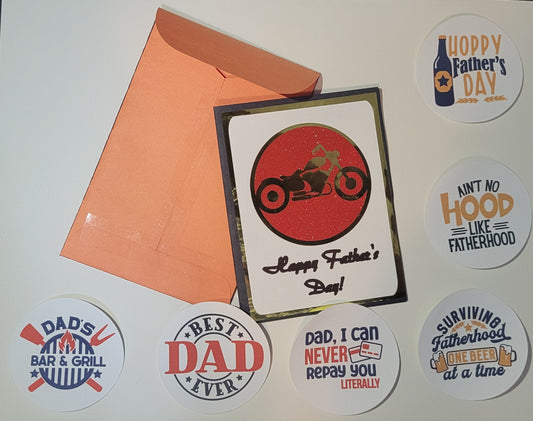 Father’s Day Card Set with 6 Matching Stickers – Rustic & Heartfelt Designs
